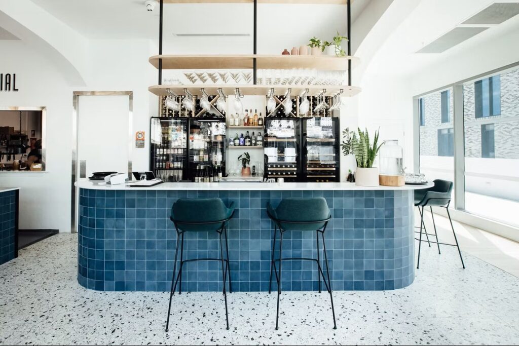 The bright interiors of South End Social.